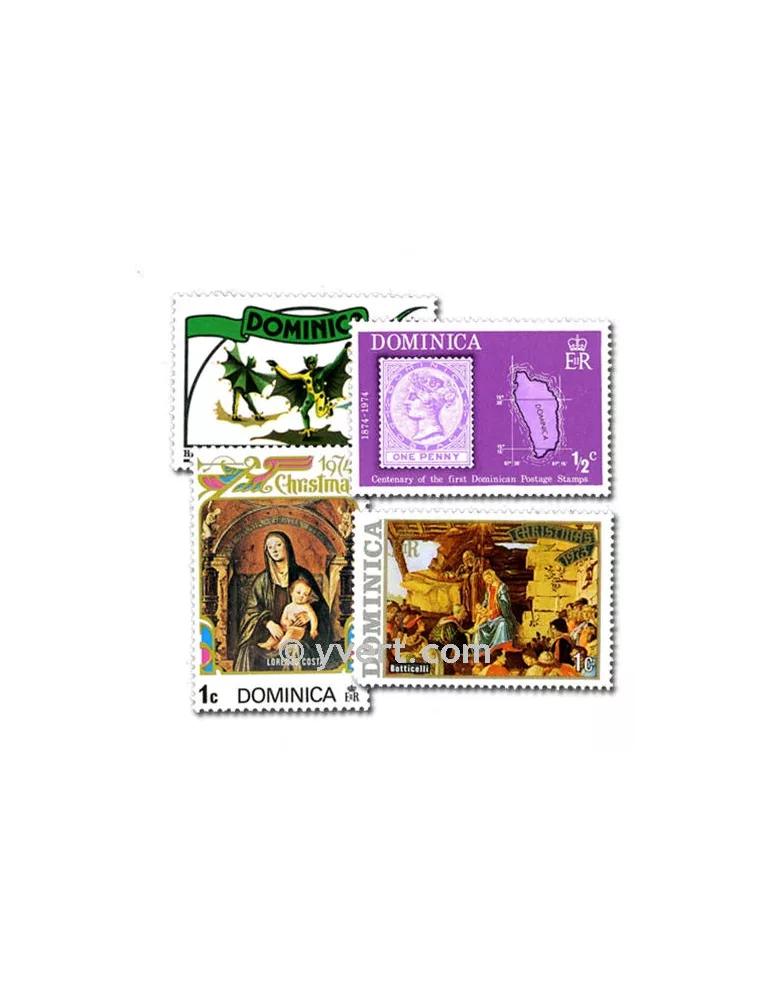 DOMINIQUE : pochette de 100 timbres (Oblitérés)