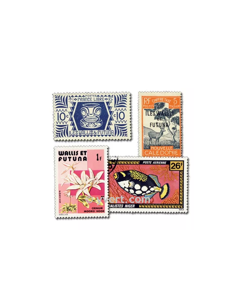 WALLIS & FUTUNA : pochette de 100 timbres (Oblitérés)