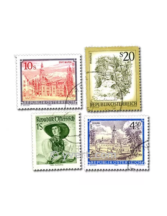 AUTRICHE : pochette de 100 timbres (Oblitérés)