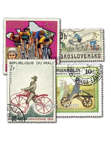 CYCLISME : pochette de 100 timbres (Oblitérés)