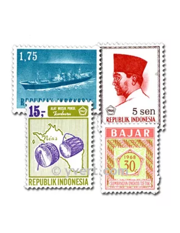 INDONESIE : pochette de 100 timbres (Oblitérés)