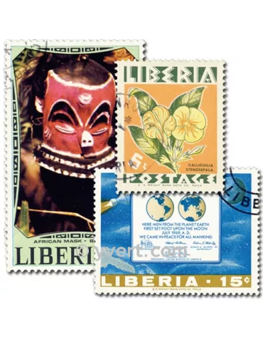 LIBERIA : pochette de 300 timbres (Oblitérés)