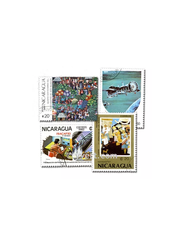NICARAGUA : pochette de 100 timbres (Oblitérés)
