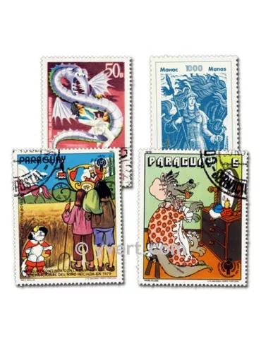 CONTES : pochette de 100 timbres (Oblitérés)