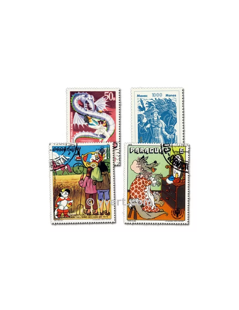 CONTES : pochette de 100 timbres (Oblitérés)