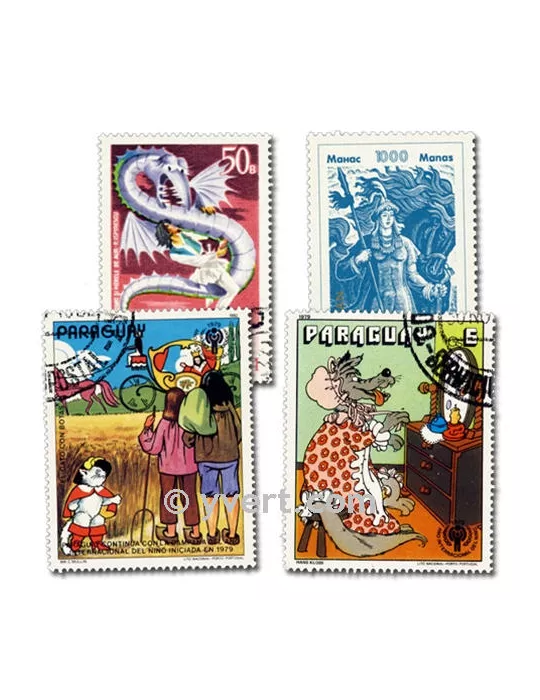 CONTES : pochette de 100 timbres (Oblitérés)