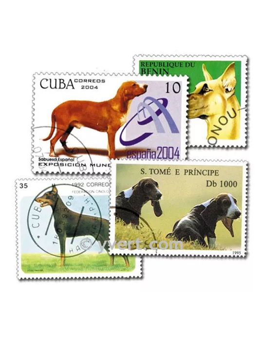 CHIENS : pochette de 500 timbres (Oblitérés)