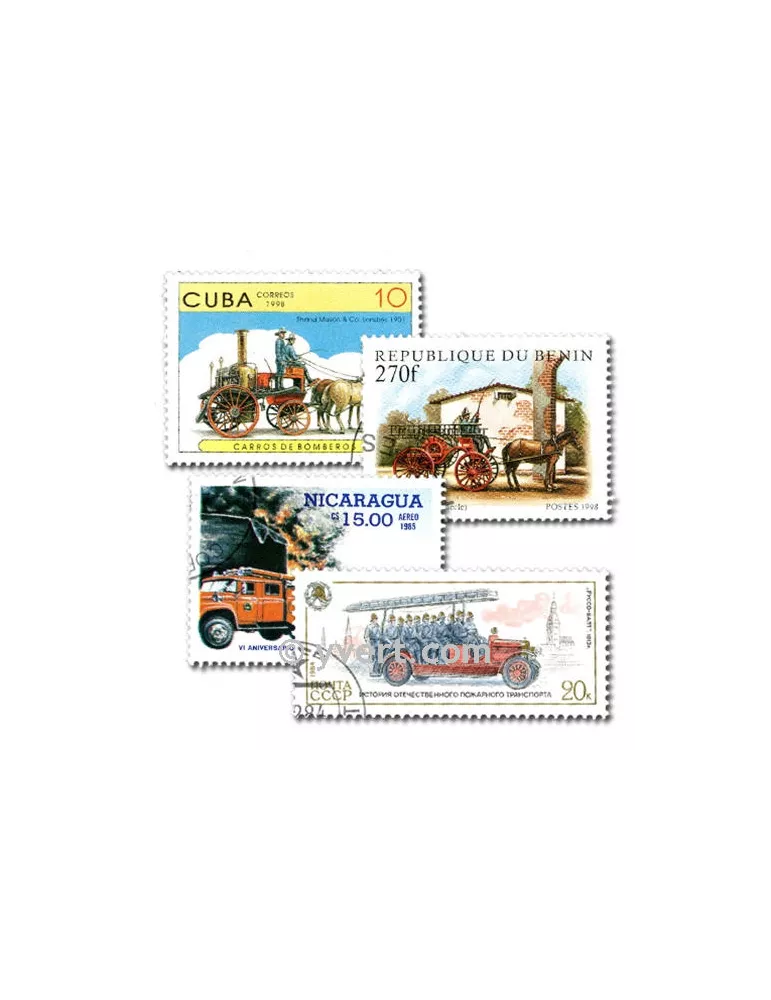 POMPIERS : pochette de 50 timbres (Oblitérés)