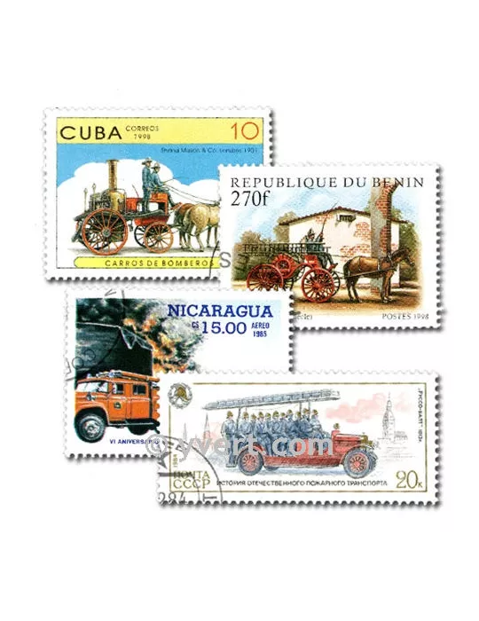 POMPIERS : pochette de 50 timbres (Oblitérés)