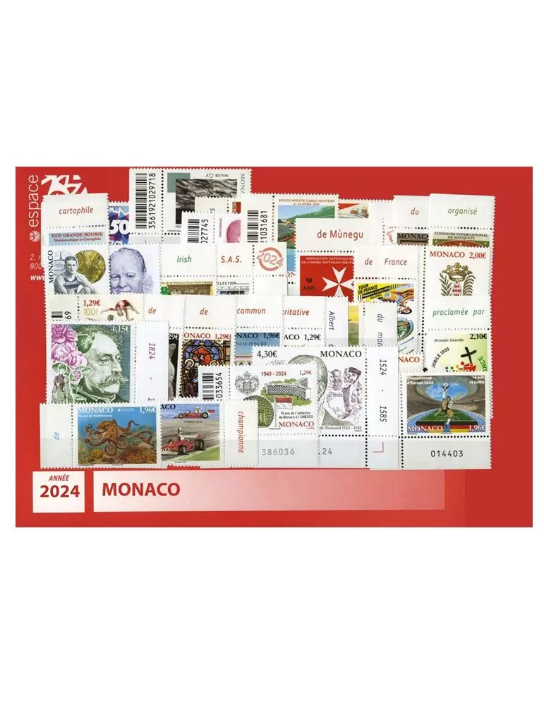 n° 3412/F3469 - Timbre Monaco Année complète (2024)