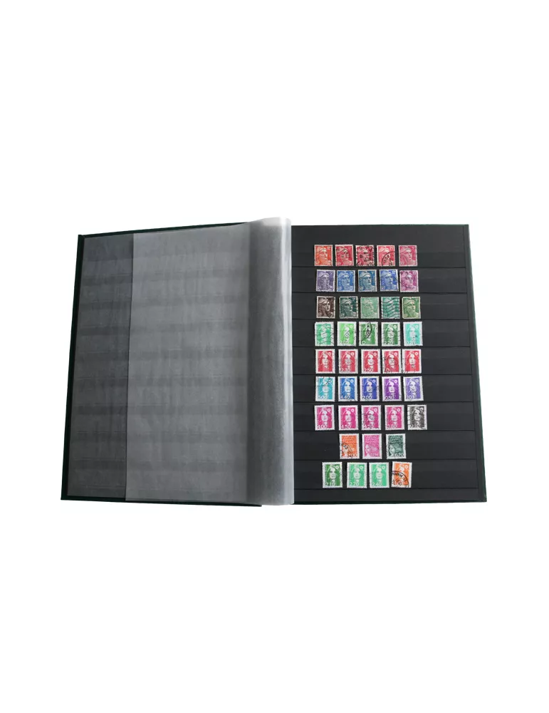 PERFECTA : Classeur fixe pour timbres (Grand modèle-Pages Noires-64p.)