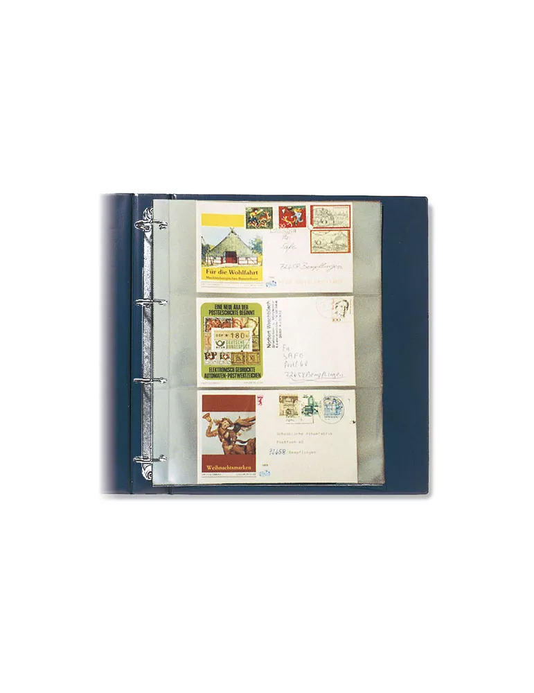 FEUILLES COMPACT A4 (2 POCHES : pour Env., Billets, 1er jours : 220x145mm) - SAFE® (x5)