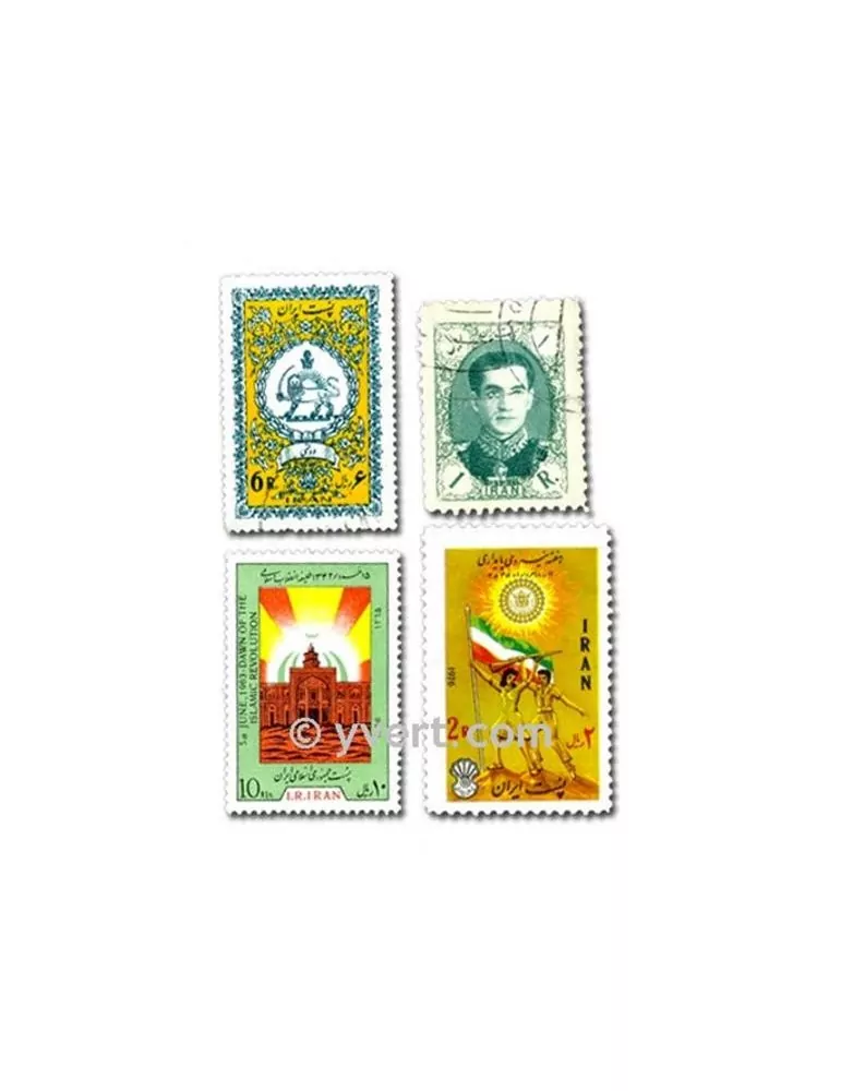 IRAN : pochette de 100 timbres (Oblitérés)