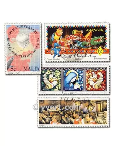 MALTE : pochette de 100 timbres (Oblitérés)
