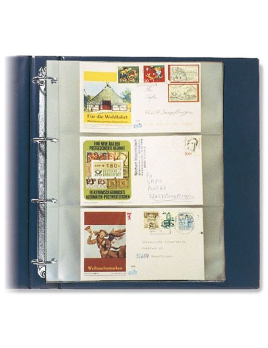 FEUILLES COMPACT A4 (3 POCHES : pour Env., Billets, 1er jours : 220x95mm) - SAFE® (x5)