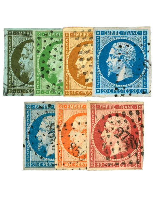 n° 11/12/13A/14A/15/16/17B obl. (Qualité : B) - Napoléon III (Empire Non dentelé)