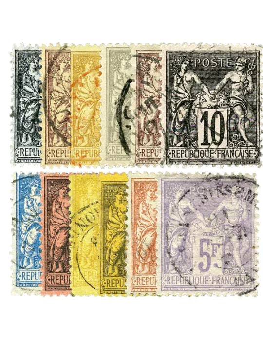 n° 83, 85/95 obl. (Qualité : B) - Type Sage