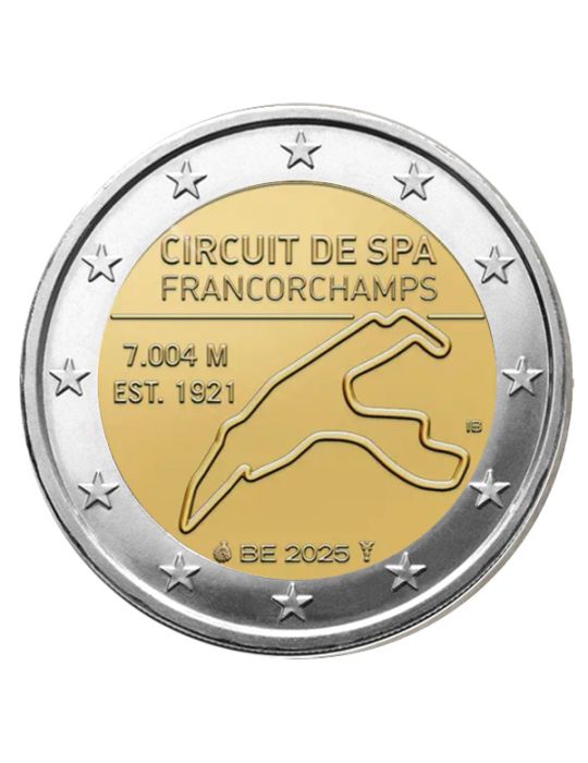 BU : 2 EURO COMMEMORATIVE 2025 COINCARD : BELGIQUE - CIRCUIT DE SPA - FRANCORCHAMP (Version francophone)