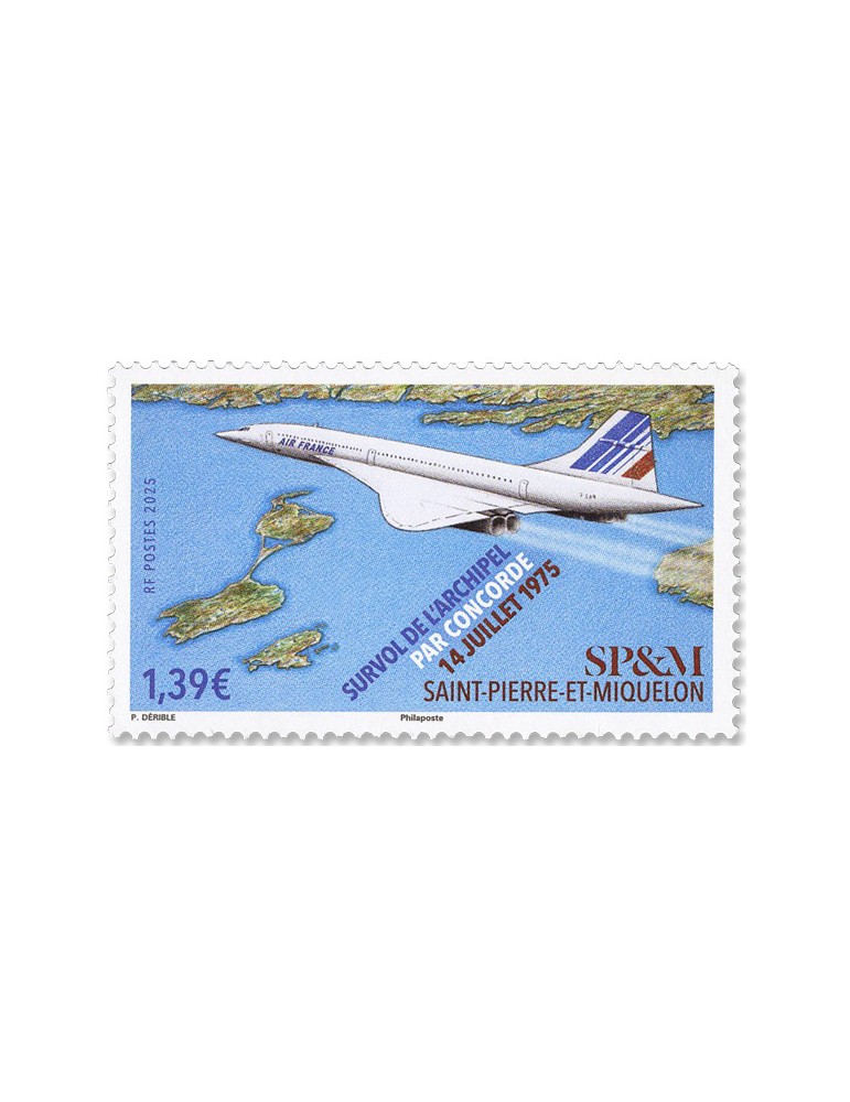 n° 1358 - Timbre Saint-Pierre et Miquelon Poste (CONCORDE - SURVOL DE L'ARCHIPEL)