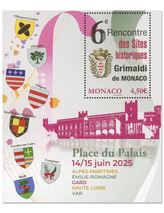 n° F3503 - Timbre MONACO Poste (6e Rencontre des sites historiques Grimaldi de Monaco.)