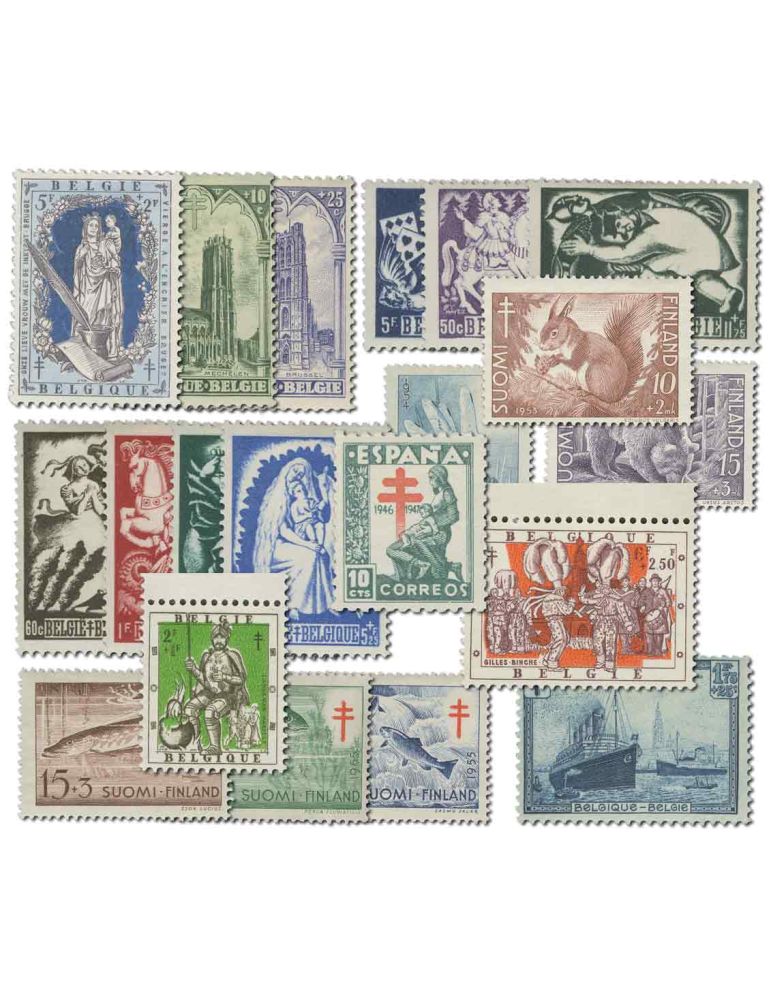 BELGIQUE, FINLANDE ET ESPAGNE : Oeuvres antituberculeuses Collection neuf/