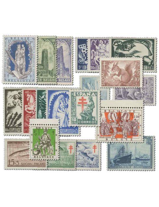 BELGIQUE, FINLANDE ET ESPAGNE : Oeuvres antituberculeuses Collection neuf/