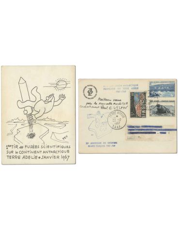 TAAF : Carte de vœux de Paul Emile Victor de 1968