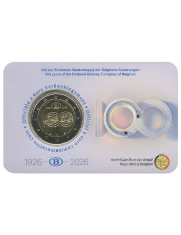 BU : 2 EURO COMMEMORATIVE 2026 COINCARD : BELGIQUE – 100 ANS DE LA SNCB (Version flamande)