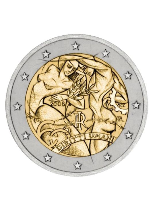 2 EURO COMMEMORATIVE 2008 : ITALIE (60 ans déclaraion unverselle des drois de l'homme)