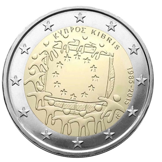 Pièce De 2€ Commémorative 2015 Chypre 30e Anniversaire Du Drapeau
