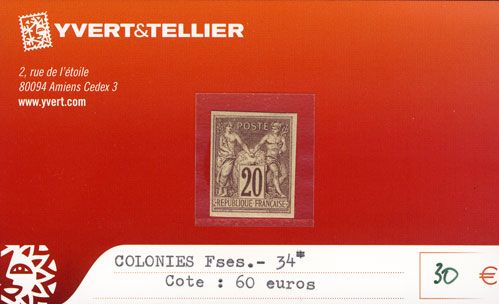 COLONIES FRANCAISES - n° 34* COLONIES FRANCAISES - n° 34*
