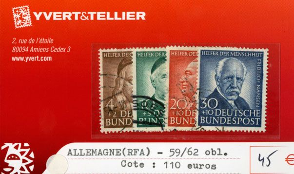 ALLEMAGNE FEDERALE - n°59/62 obl. ALLEMAGNE FEDERALE - n°59/62 obl.