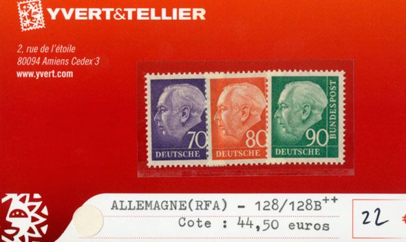 ALLEMAGNE FEDERALE - n°128/128B ** ALLEMAGNE FEDERALE - n°128/128B **
