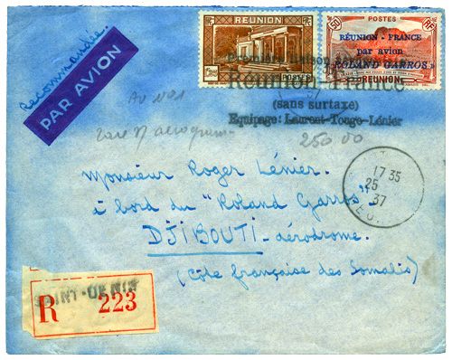 n°1 obl. sur lettre - Timbre REUNION Poste Aérienne n°1 obl. sur lettre - Timbre REUNION Poste Aérienne