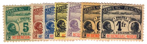 n°1/7* - Timbre HAUT-SENEGAL ET NIGER Taxe n°1/7* - Timbre HAUT-SENEGAL ET NIGER Taxe