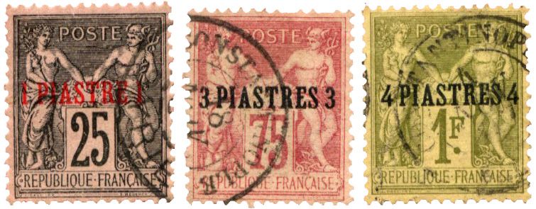 n°1/3 obl. - Timbre LEVANT Poste n°1/3 obl. - Timbre LEVANT Poste