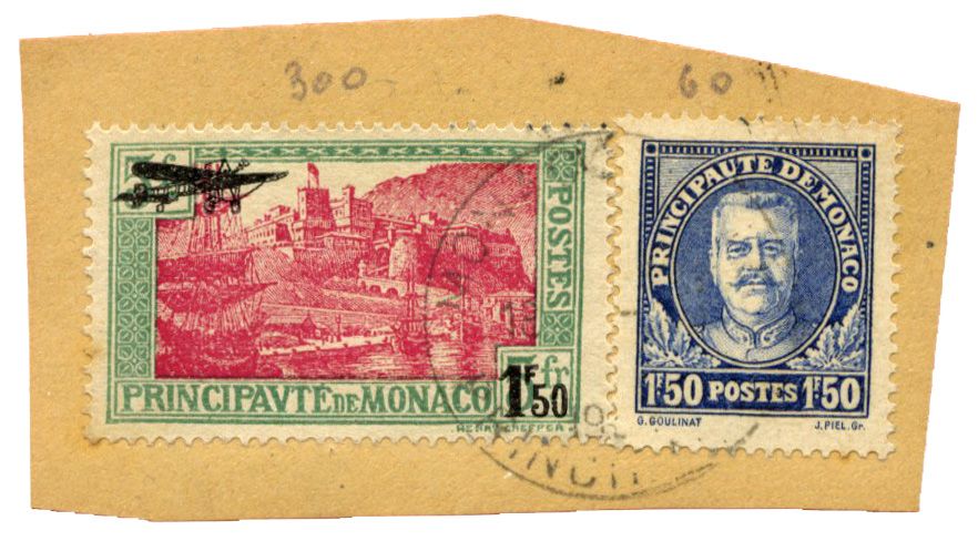 n°1 + n°118 obl. sur fragment - Timbre MONACO Poste n°1 + n°118 obl. sur fragment - Timbre MONACO Poste