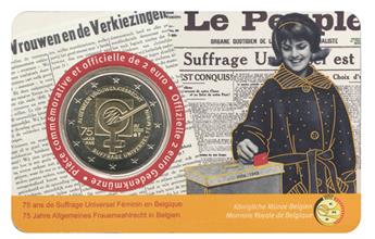 BU : 2 EURO COMMEMORATIVE 2023 COINCARD : BELGIQUE - SUFFRAGE UNIVERSEL DES FEMMES  (Version francophone)