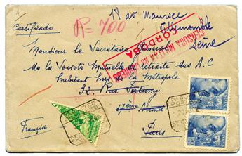 Espagne : Lettre recommandée de Penarroya pour la France 1940