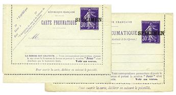 France : Entiers Postaux - CP Semeuse 30 c. violet avec surcharge SPECIMEN