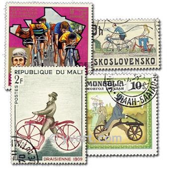 CYCLISME : pochette de  50 timbres (Oblitérés)