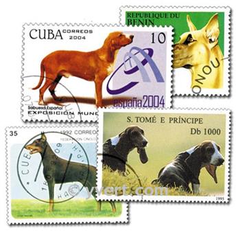CHIENS : pochette de 200 timbres (Oblitérés)