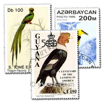 OISEAUX : pochette de 100 timbres (Oblitérés)