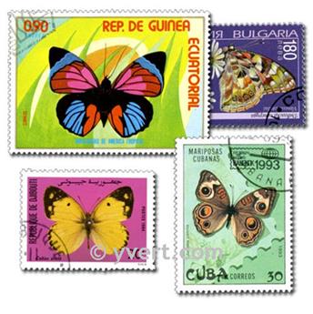 PAPILLONS : pochette de 500 timbres (Oblitérés)