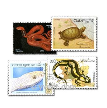 REPTILES : pochette de 100 timbres (Oblitérés)