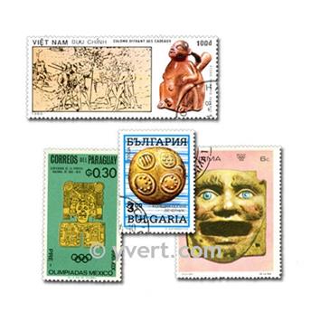 SCULPTURES : pochette de 100 timbres (Oblitérés)