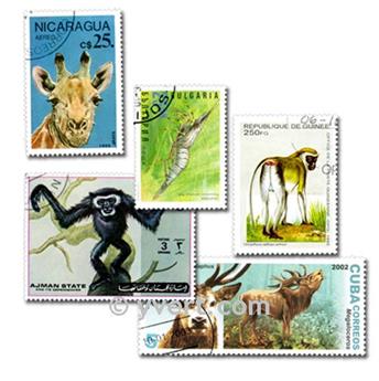 ANIMAUX : pochette de 100 timbres (Oblitérés)
