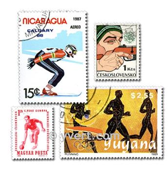 SPORTS : pochette de 100 timbres (Oblitérés)