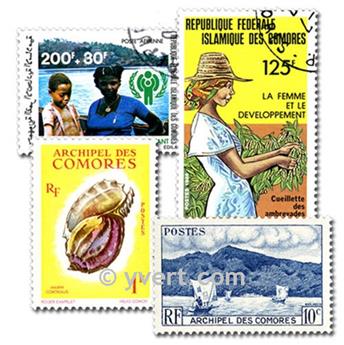COMORES : pochette de 200 timbres (Oblitérés)